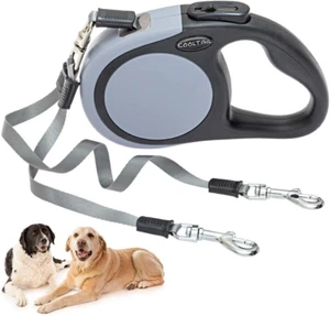Dual Retractable Dog Leash for Two Dogs Up to 110 Lbs, Heavy Duty Double Headed - Picture 1 of 12
