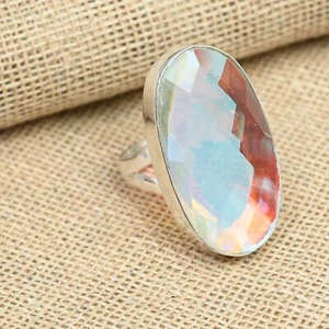 Mystic Topaz Gemstone Handmade 925 Sterling Silver Ring Jewelry - Picture 1 of 4