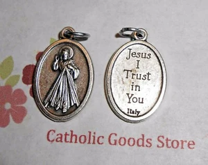 Divine Mercy - Jesus I Trust in You - Silver tone Die Cast Ox Italian 1" Medal - Picture 1 of 3
