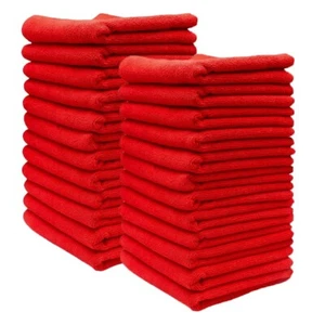 24 Pezzi Panno Pulizia Microfibra Asciugamano Straccio Lucidatura Auto Senza Graffi 16"x16" Rosso - Foto 1 di 10