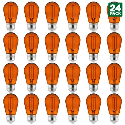 24PK LED Transparent Orange Colored S14, E26 Bulb Parties 15K Hours Average Life - Image 1 of 4