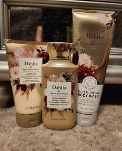 Bath & Body Works DAHLIA Body Scrub, Moisturizing Body Wash, & Body Lotion 3Pcs - Picture 1 of 2