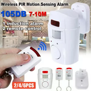 SENSOR MOTION PIR WIRELESS ALARM WITH 2 REMOTE CONTROLS SHED GARAGE CARAVAN HOME - Picture 1 of 24
