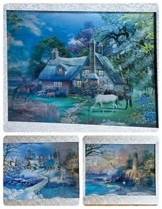 Vintage Hologramm Bild optische Täuschung Bilderbuch Landhaus Leuchtturm Fairycore - Bild 1 von 7