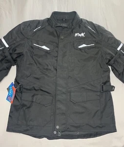 HWK Motorcycle Jacket for Men Adventure w/Cordura Textile Fabric XLarge - Black- - Picture 1 of 15