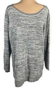 Avenue Women's Tunic Top Sweater Grey Stripe Marled Size 18/20 Cotton - Picture 1 of 7