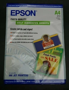 Hojas autoadhesivas calidad fotográfica Epson 8,3"" x 11,7"" 10 hojas S041106 - Imagen 1 de 2