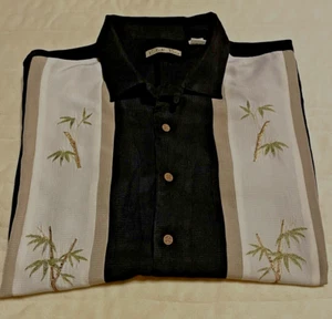 Batik Bay 2XL XXL Bowling Shirt Bamboo Black, Tan & White Hawaiian Island Cruise - Picture 1 of 5