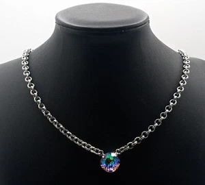 Vintage Small Watermelon Rhinestone Pendant Necklace - Picture 1 of 2