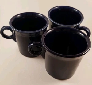 Homer Laughlin Fiestaware Ring Handled Mugs, Blue, Set Of 3 - Picture 1 of 5