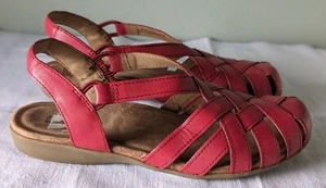 Earth Origins 8.5W Red Berri Casual Mary Jane Woven Slingback Sandals - Picture 1 of 9