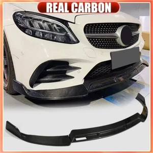 REAL Carbon Front Bumper Lip Spoiler For Benz W205 C200 C300 Sport C43 19-20 - Picture 1 of 17