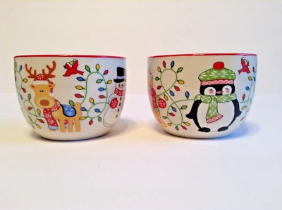 Temptations Edición Limitada 8 OZ Cuenco Ramekin Invierno Caprichoso Luces Set 2 Usado en Excelente Condición Difícil de Encontrar Foto 1 de 4