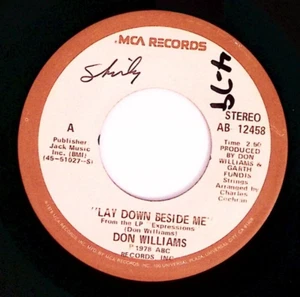 DON WILLIAMS LAY DOWN BESIDE ME/I WOULD LIKE TO SEE YOU AGAIN VINYL 45 75-102 - Picture 1 of 3