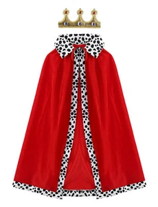Fantastic Kids King Costume Red Cape & Crown Luxury King Fancy Dress Costume - Picture 1 of 7