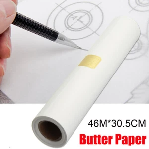 Art Tracing Paper Roll 46M Transparent Draft Draw Drawing Sketch Painting White - Picture 1 of 7