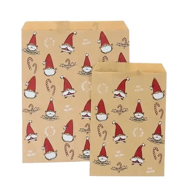 BOLSOS DULCES DE NAVIDAD SONRIENDO SANTA MARRÓN BOLSA MOSTRADOR GALLETAS BUFFET FIESTA Foto 1 de 4