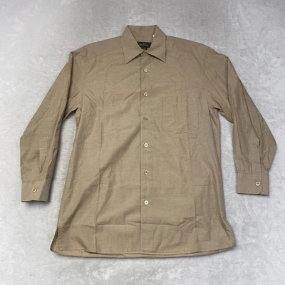 Ermenegildo Zegna Tan Cotton Long Sleeve Button Down Dress Shirt Made in Italy - Image 1 of 4