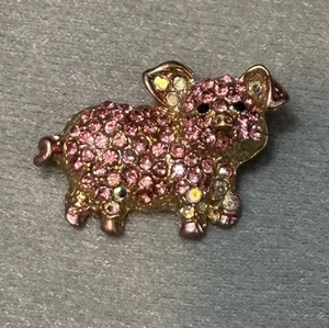 Super Cute Paved Rhinestone Pig Brooch - Picture 1 of 4