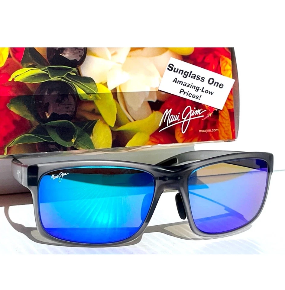 Óculos de sol Maui Jim Pokowai arco azul havaiano/cinza fosco translúcido B439-11M - Imagem 1 de 1