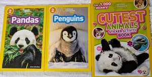 National Geographic Pandas & Penguins Cutest Animals + Sticker Book Hardcover - Picture 1 of 10