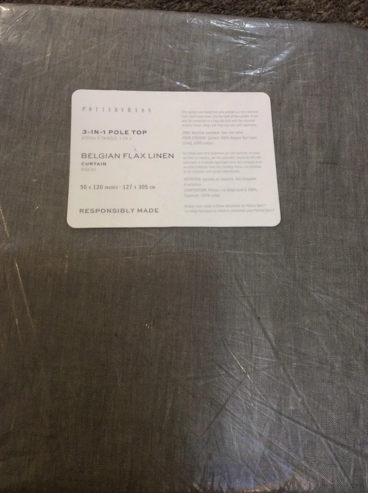 Pottery Barn One (1) Belgian Flax Linen Drape Curtain 50x120 Loden Green NWT - Image 1 of 1