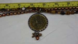 Collar Vintage Plata Esterlina .925 Triple Hilo Perlas Silpada Ojo de Tigre - Imagen 1 de 12