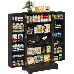 41" Kitchen Pantry Storage Cabinet, Freestanding Cupboard with 2 Doors and Ad... - Picture 1 of 5