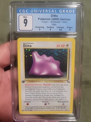 Pokemon 2000 Ditto 1st #3 Holo German Fossil Cgc 9 Blue Label - Image 1 of 2