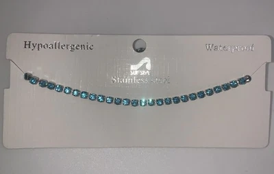 Pulseira/tornozeleira estilo surf hipoalergênica diamante azul 618490 - Imagem 1 de 2