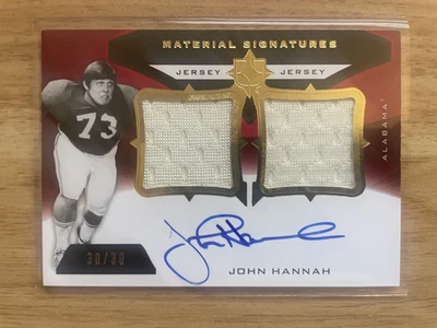 2013 Ultimate Collection John Hannah Material Signatures Dual Jersey Auto 30/30 - Image 1 of 2