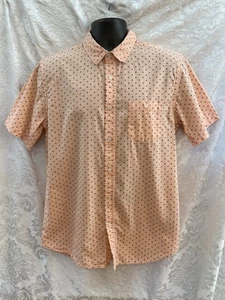 OBEY CAMICIA uomo con tasche e bottoni ~ media ~ 100% cotone S/S ROSA con stampa nera usata in ottime condizioni - Foto 1 di 7