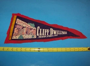 Vintage Pennant 1960's Cliff Dwellings Manitou Springs Colorado (17") - Picture 1 of 2
