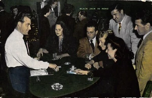RPPC Reno NV, der ""21" Black Jack Tisch 1952 gedruckt in Wisconsin. Kostenloser Versand - Bild 1 von 2