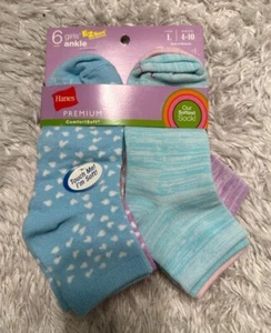Hanes Girls Socks Ankle Super Soft Non-cushioned 6pk Shoes siz 4-10(L) - Picture 1 of 5