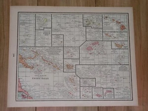 MAPA DE LAS ISLAS DE OCEANÍA ARCHIPIÉLAGO DE BISMARCK HAWAI AZORES CANARIAS MALVINAS 1895 - Imagen 1 de 11