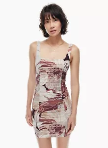 Wilfred Aritzia Ruched Mini Floral Print Square Neck Lydia Dress Size M NWOT - Picture 1 of 10