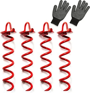 7 Penn Schwerlast Spiral Bodenanker 10 Zoll Orange Twist Zelt Pfähle 4er Pack - Bild 1 von 4