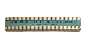 Cepillos de dientes de control de placa Avon 2 pequeños cabezales de cerdas planas nuevos stock antiguo vintage - Imagen 1 de 7