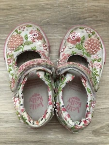 Lelli Kelly Toddler Girl Shoes Floral Beaded Size 21 US Size 5 Pink Green White - Picture 1 of 5