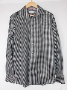 Eton modernes Herrenhemd schwarz & weiß kariert Baumwolle 16 1/2" Kragen 42" Brustumfang - Bild 1 von 9