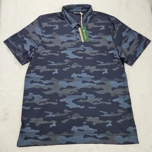 Travis Mathew Beachside Stealth Blue Camo Short Sleeve Polo Shirt Size Men's 3XL - Picture 1 of 14
