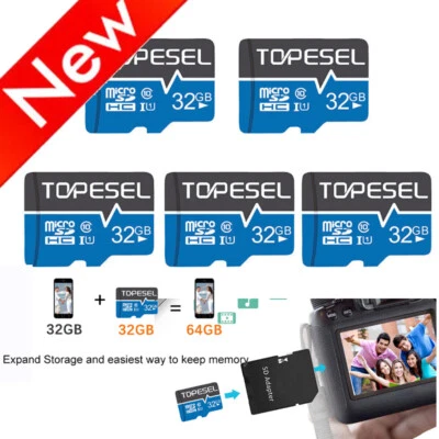 LOTE 1-100 PACOTES 32GB cartões micro SD de memória cartão TF classe 10 para cartões SD de câmera - Imagem 1 de 4