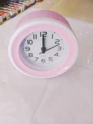 Alarm Clock Round Cute Battery Bedside Desk Low Noise Quiet Portable Home Decor - Image 1 of 4