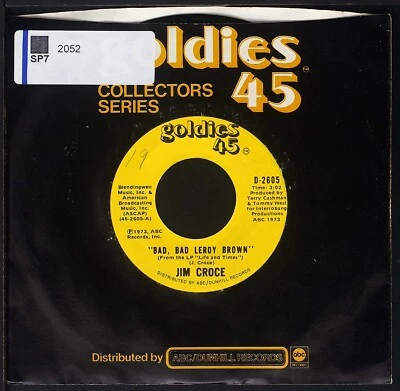 Jim Croce - Bad Bad Leroy Brown - 7" single 45rpm record - Image 1 of 3
