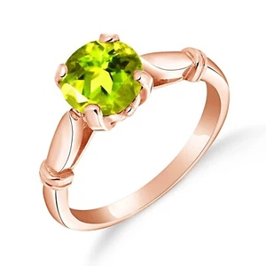18K. SOLID GOLD SOLITAIRE RING WITH NATURAL PERIDOT - Picture 1 of 9