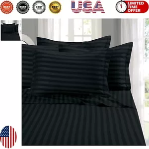 Premium Wrinkle-Resistant Queen Stripe Sheet Set - Breathable Microfiber Luxury - Picture 1 of 3
