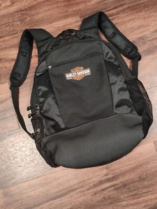 Harley Davidson Classic Motorcycle Backpack Black Adjustable Laptop Bag VGC - Picture 1 of 6