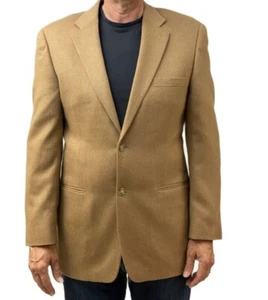 TASSO ELBA FOR MACYS CAMEL HAIR MENS SPORT COAT BLAZER JACKET  40L  2 Button - Picture 1 of 10