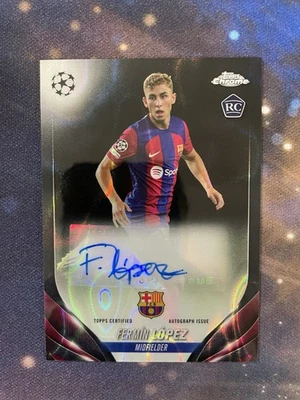 2023 Topps Chrome UEFA Club Comp Fermin Lopez Black Lava Refractor Auto SSP RC - Image 1 of 4